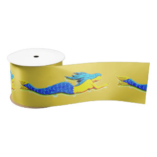 swimming blue-tail mermaids any colour satin ribbon