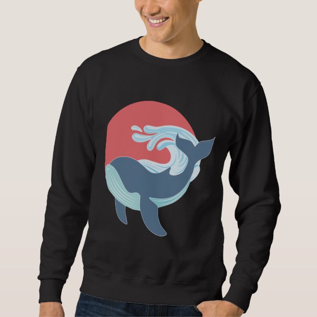  swimming blue whale T-Shirt Sweatshirt (Front)