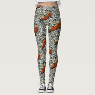 swimming brown whales grey leggings