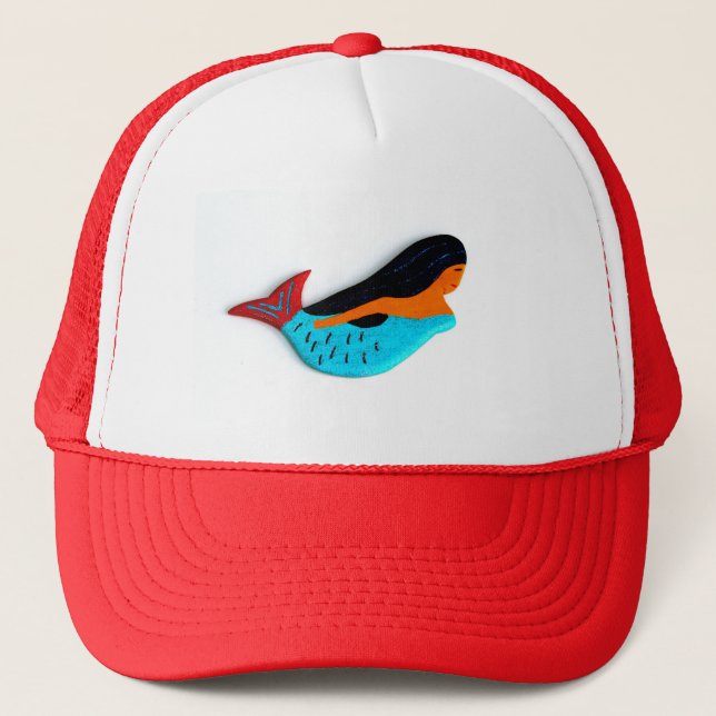 swimming brunette mermaid hat (Front)