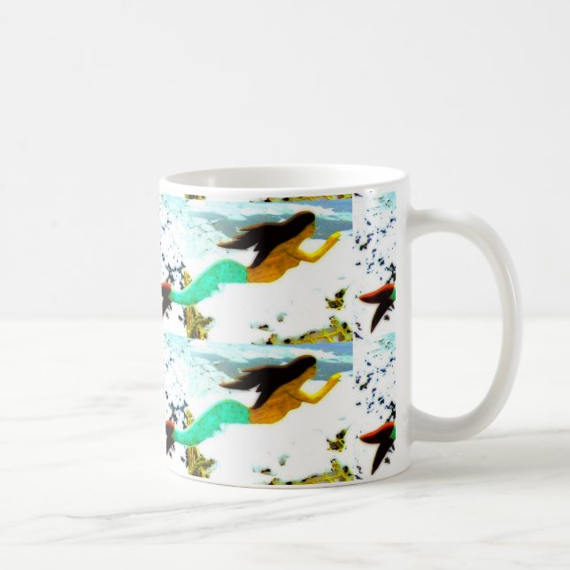 swimming brunette mermaids mug (Right)