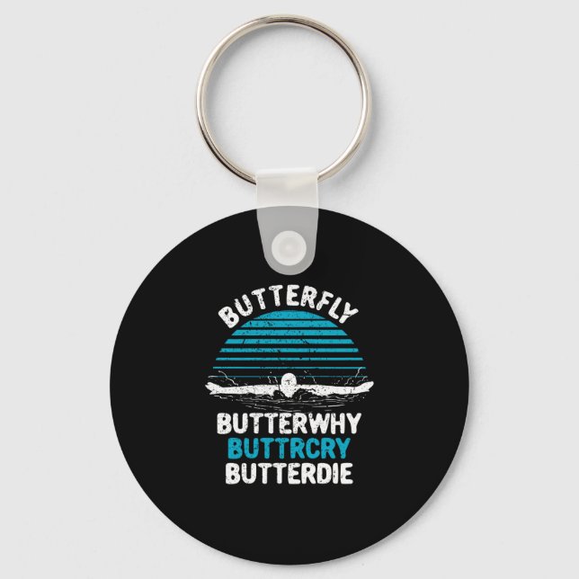 Swimming - Butterfly Butterwhy Key Ring (Front)
