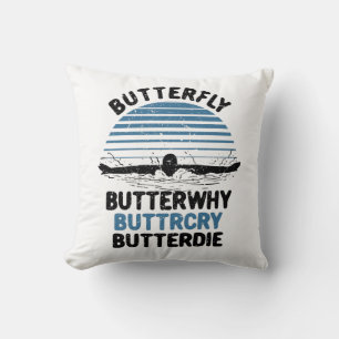 Swimming - Butterfly Butterwhy Swimming Gift Cushion