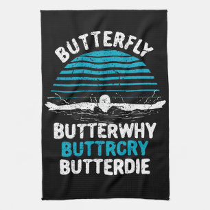 Swimming - Butterfly Butterwhy Tea Towel