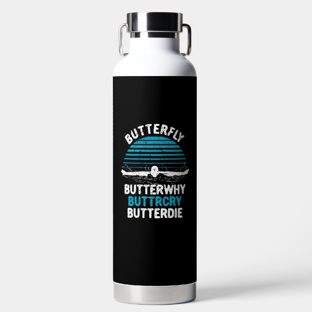 Swimming - Butterfly Butterwhy Water Bottle (Front)