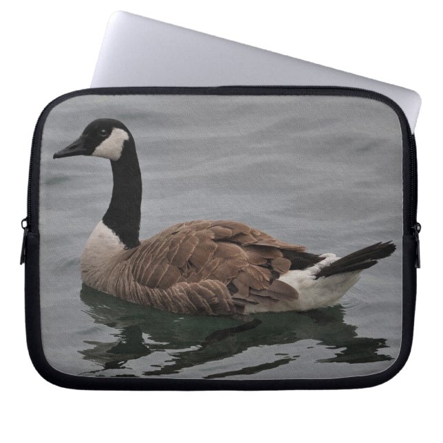 Swimming Canada Goose Wildlife Art Scene Laptop Sleeve (Front)