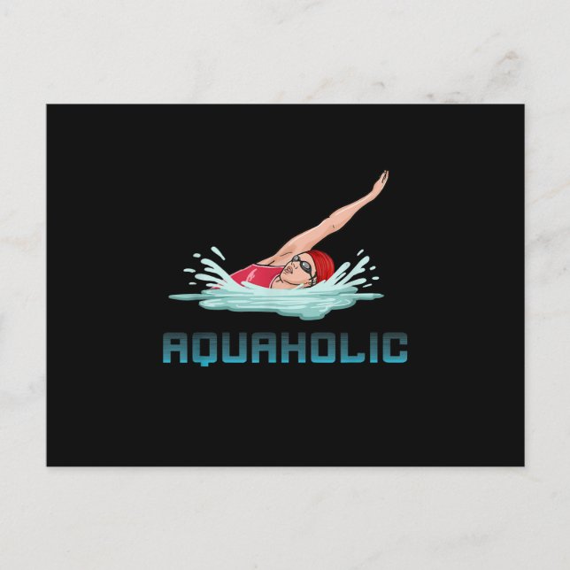 Swimming Cap Goggles Swim Love Funny Swimmer Girl Holiday Postcard (Front)