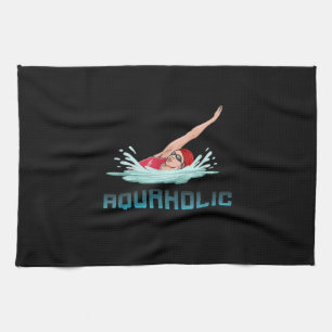 Swimming Cap Goggles Swim Love Funny Swimmer Girl Tea Towel