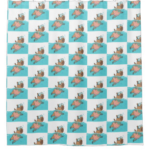 Swimming Capybara Curtain Funny Animal Bathroom