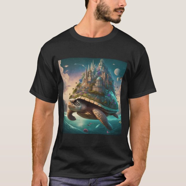 Swimming Castle Turtle  T-Shirt (Front)