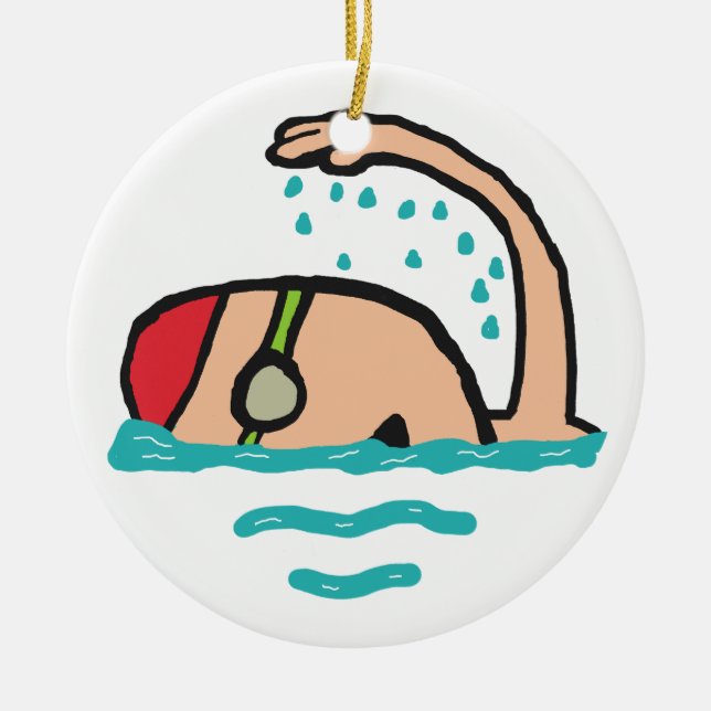 Swimming Ceramic Tree Decoration (Front)