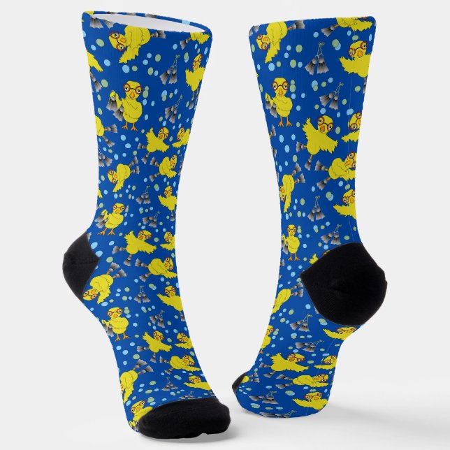 Swimming Chicks Pattern Socks (Angled)