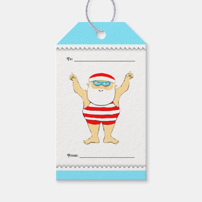 Swimming Christmas Gift Tags (Front)