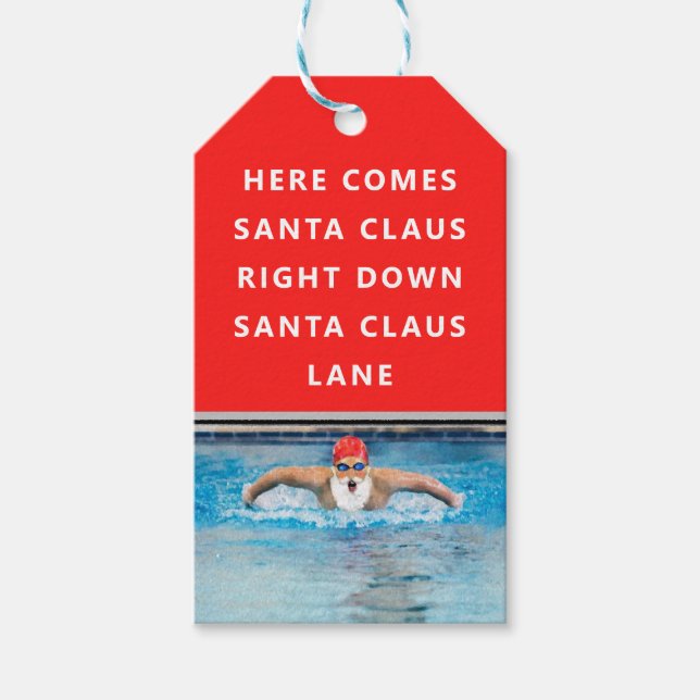 Swimming Christmas Gift Tags (Front)
