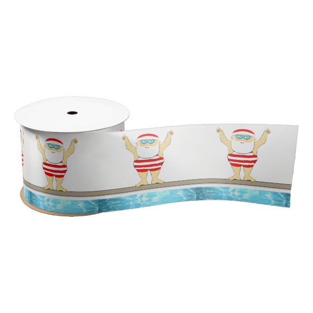 Swimming Christmas Holiday Gift Satin Ribbon (Spool)