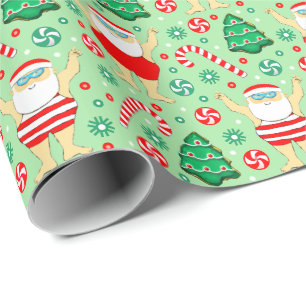 Swimming Christmas Holiday Gift Wrapping Paper