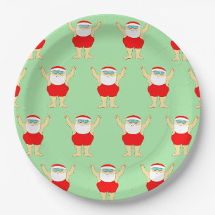 Swimming Christmas Holiday Paper Plate