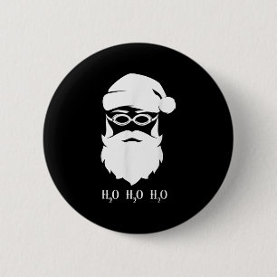 Swimming Christmas Santa Claus H20 Swimmer Xmas  6 Cm Round Badge