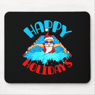 Swimming Christmas Santa Mouse Pad