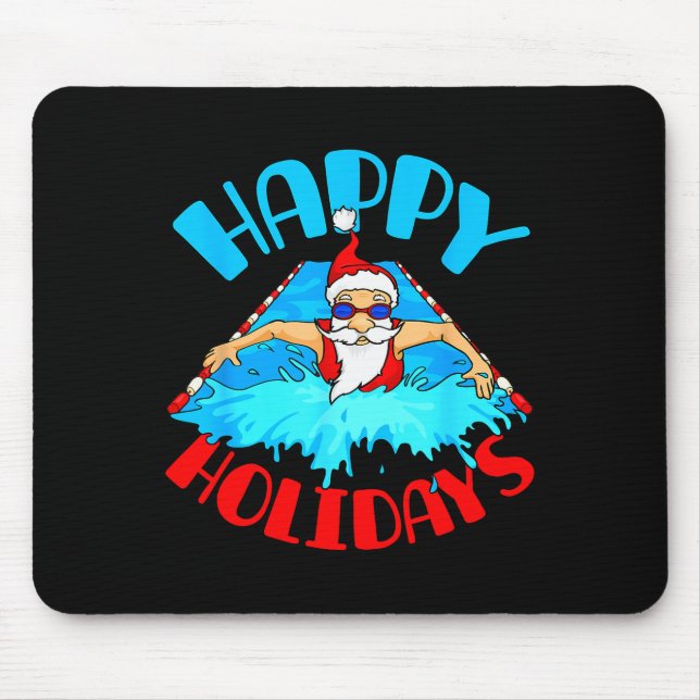 Swimming Christmas Santa  Mouse Pad (Front)