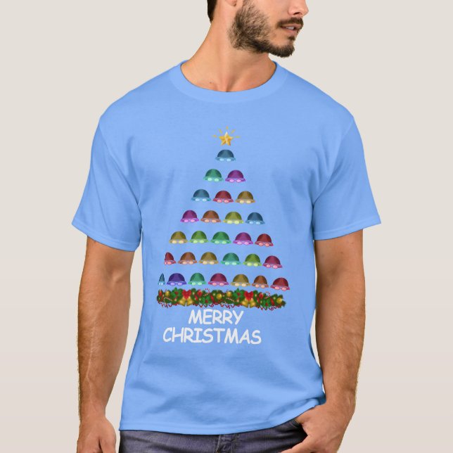 Swimming Christmasree Merry Christmas friends T-Shirt (Front)