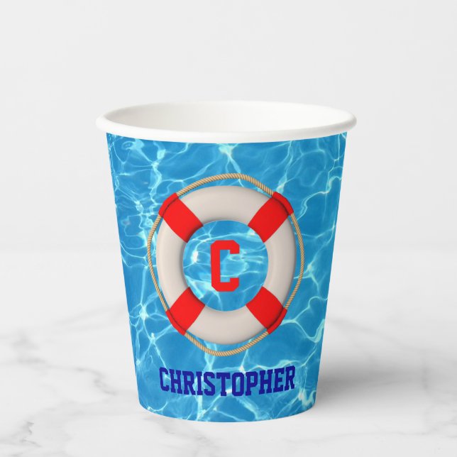 Swimming Coach Pool LIfesaver Paper Cups (Front)