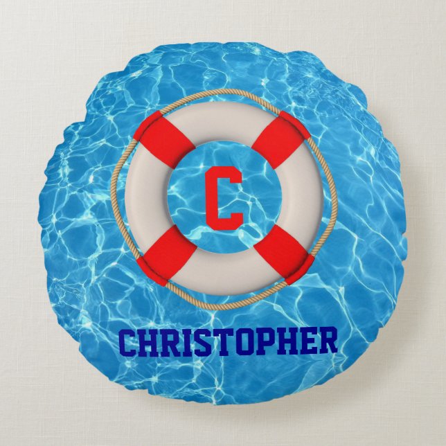 Swimming Coach Pool LIfesaver Round Cushion (Front)