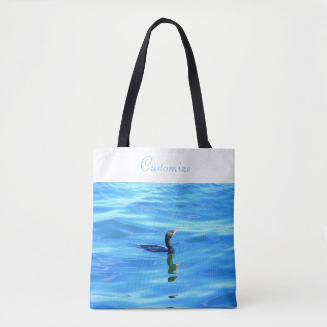 swimming cormorant blue tote bag (Front)