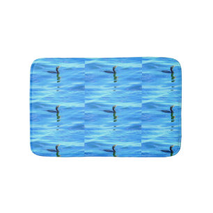 swimming cormorants in blue sea bath mat