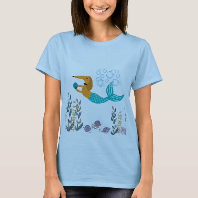 Swimming Dachshund Mermaid T-Shirt (Front)