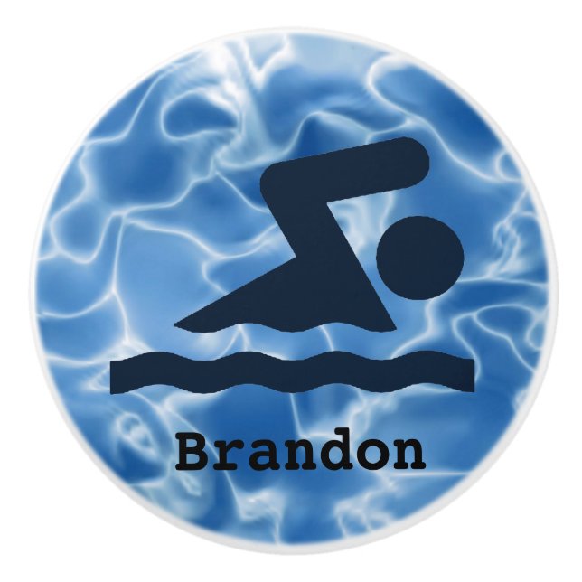 Swimming Design Ceramic Pull or Knob (Front)