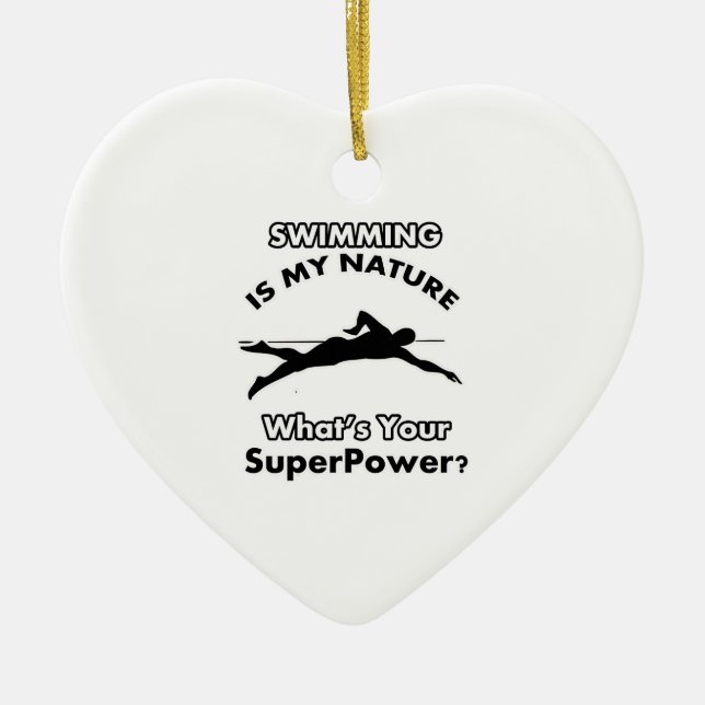 swimming design ceramic tree decoration (Front)