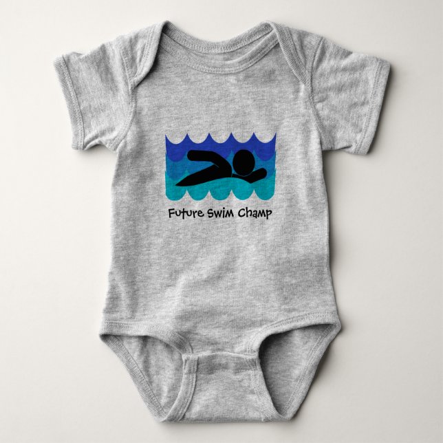 Swimming Design Customisable Baby Clothing Bodysuit (Front)
