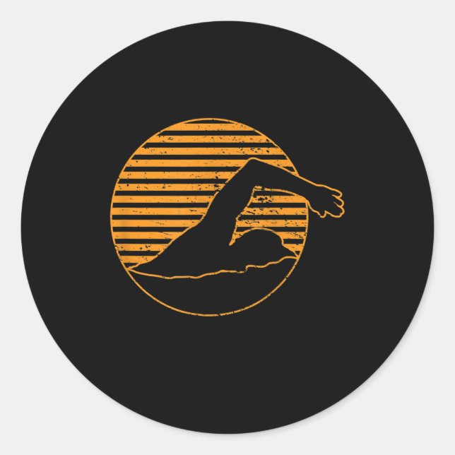 Swimming Design Gift For Swimming Lover Classic Round Sticker (Front)