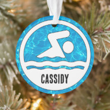 Swimming Diving Swimmer Custom Name Text Christmas