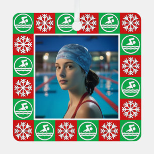 Swimming Diving Swimmer Custom Photo Christmas Metal Tree Decoration