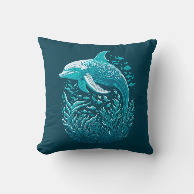 Swimming Dolphin Cushion (Front)
