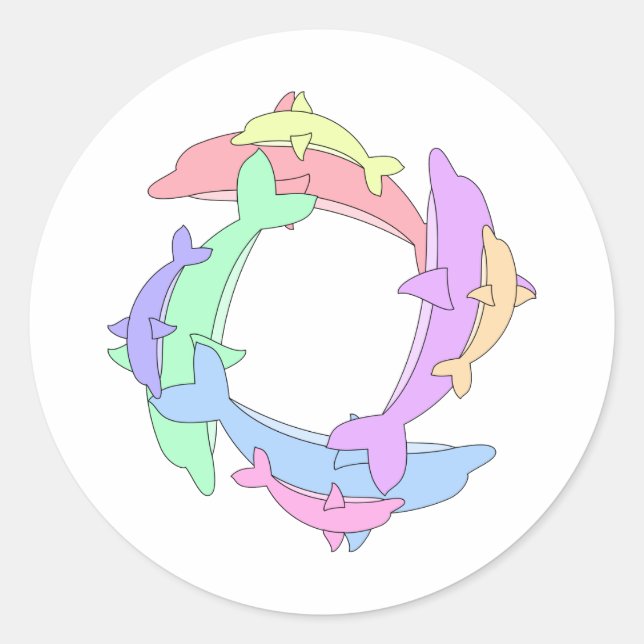 Swimming Dolphins And Babies Classic Round Sticker (Front)