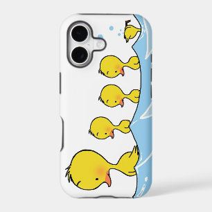 Swimming duck family