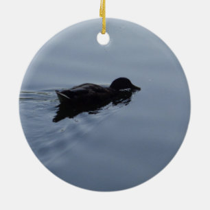 Swimming Duck in Lake, Nature Bird Wildlife Blue Ceramic Tree Decoration
