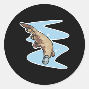 swimming duckbilled platypus classic round sticker