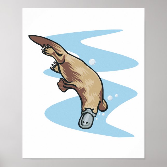 swimming duckbilled platypus poster (Front)