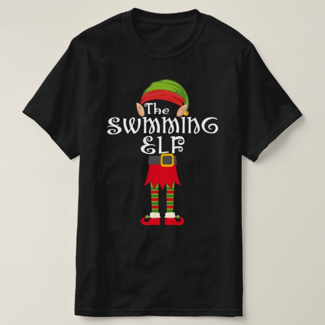 swimming elf family matching christmas T-Shirt (Design Front)