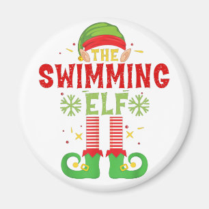 Swimming Elf Family Matching Group Christmas Party Magnet