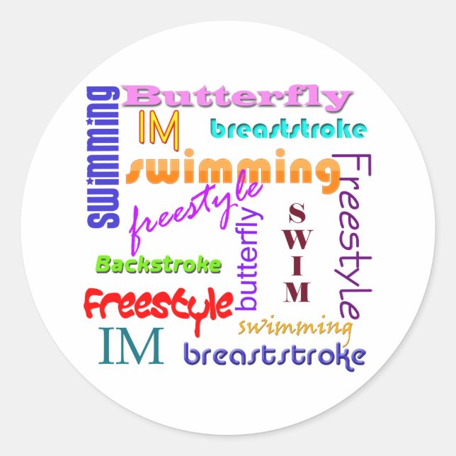 Swimming Everywhere Classic Round Sticker (Front)