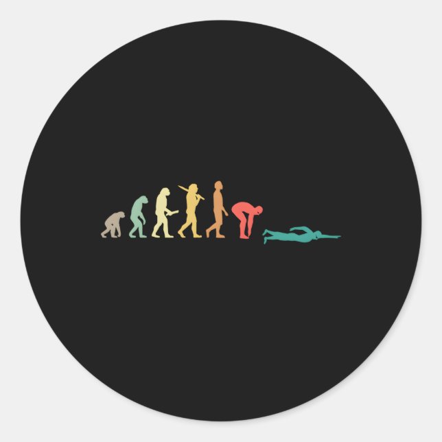 Swimming Evolution For Swimmers Classic Round Sticker (Front)