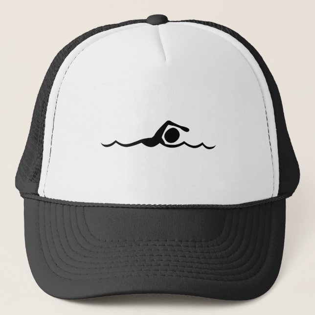 Swimming Figure - Black Trucker Hat (Front)
