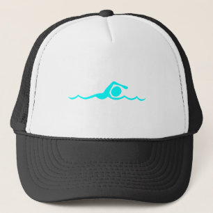Swimming Figure - Cyan Trucker Hat