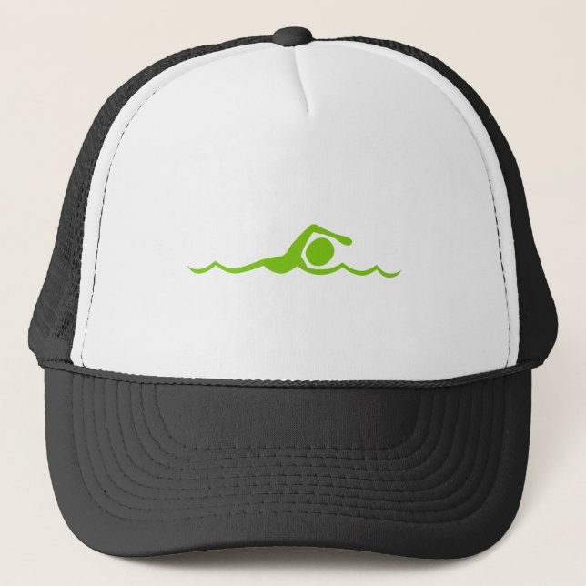 Swimming Figure - Martian Green Trucker Hat (Front)