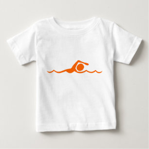 Swimming Figure - Orange Baby T-Shirt